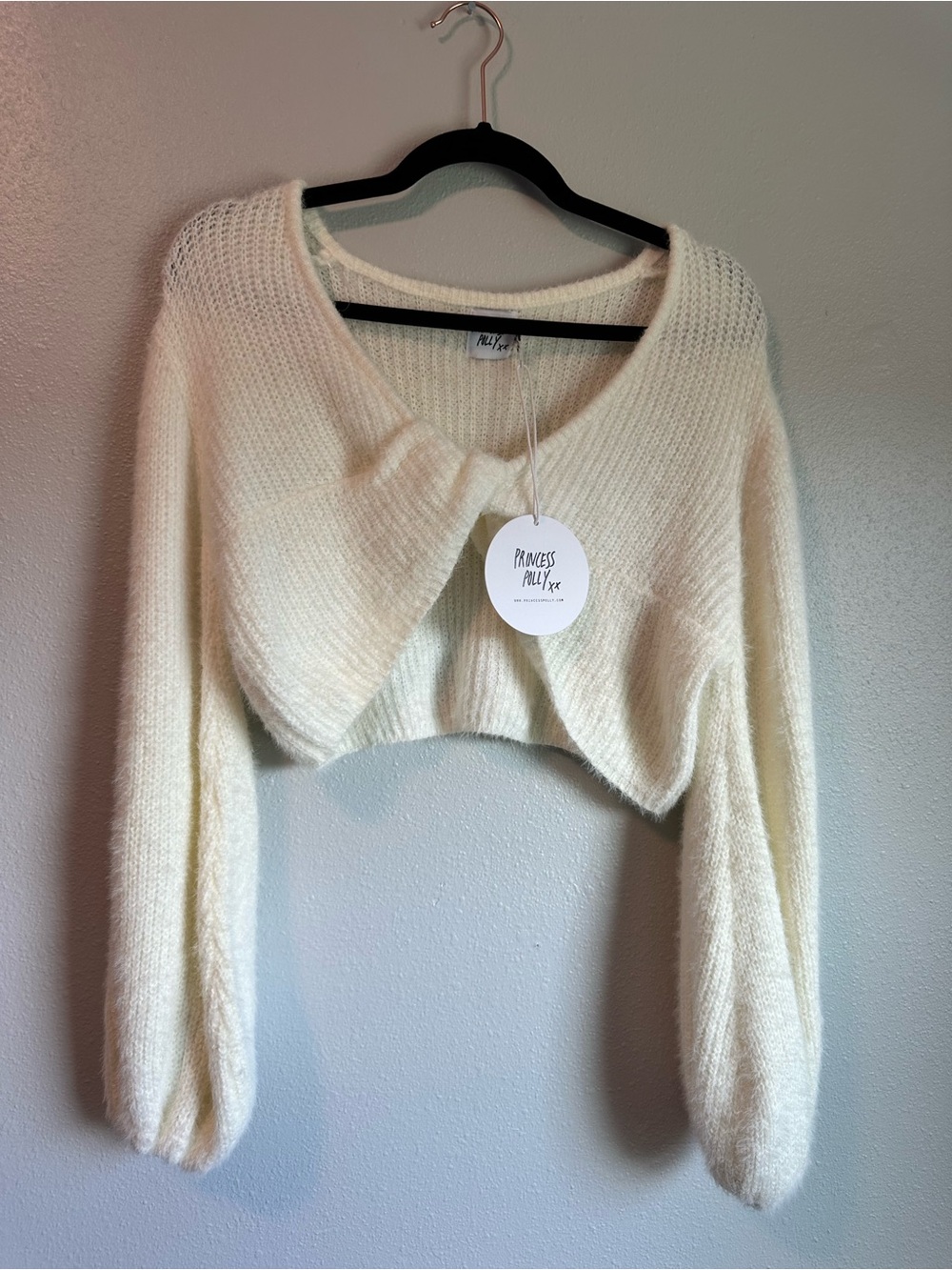 princess polly cropped twist front sweater cream NWT size 6